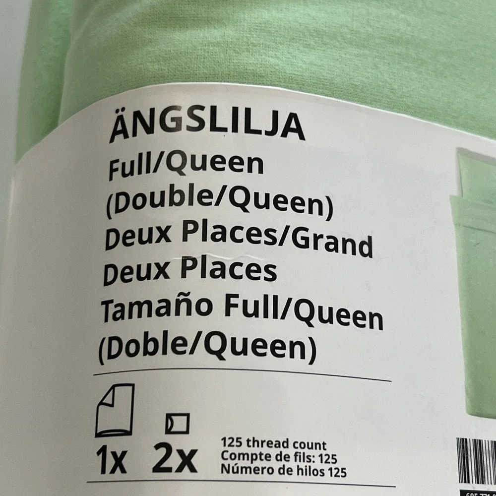 New IKEA ANGSLILJA Full Queen Duvet with 2 Pillowcases Light Green Bed Set